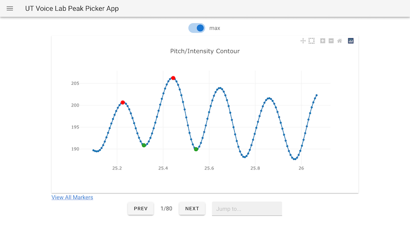 Screenshot of peak picker web app